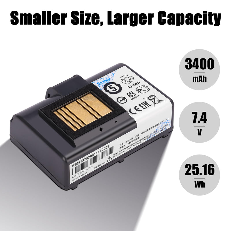 3400mAh Replacement Batteries for Zebra Printer ZQ520 ZQ521 QLN320 QLN220 QLn220HC ZR628 ZR638 ZR658 ZR668 ZQ610 ZQ620 ZQ500 ZQ510 QLn320HC 25.16Wh 1PCS