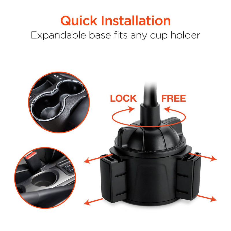 HyperGear Cup Holder Flex Universal Phone Mount, Car Phone Holder with Adjustable Gooseneck & 360° Rotation, Universal Compatibility for iPhone & Android