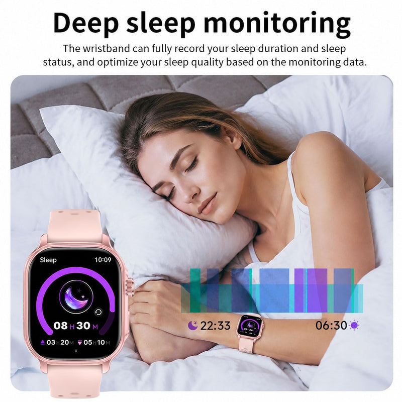 Smart Watch for Men Women Bluetooth Call Heart Rate Sleep Tracker Pedometer | 2.01" HD Display 1400mAh Battery Waterproof Sports Modes Calorie Counter AI Voice Fitness Tracker Android iOS Smartwatch Pink
