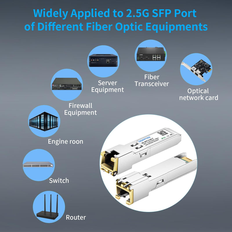 QSFPTEK 2.5Gbase-T Network Transceivers, 2.5G SFP to RJ45, 2.5gb Copper Module Mini Gbic Compatible Generic, 100m, Other Open Switches X 1 For Generic
