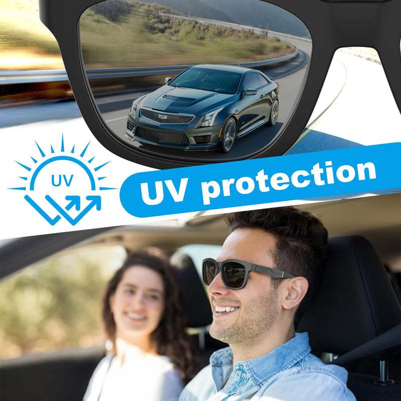 TnoxHD Smart Glasses, Bluetooth Sunglasses with Speakers, Wireless Audio Glasses for Men Women Black B