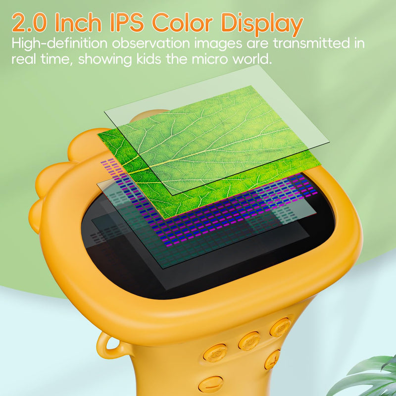 [AUSTRALIA] - Microscope for Kids, SKYBASIC 2" IPS Screen 1000X Handheld Digital Microscopes HD Pocket Portable Mini USB Microscope Camera, PC Compatible, Science Edu Fun Birthday Gifts Toys for Children Students Orange 