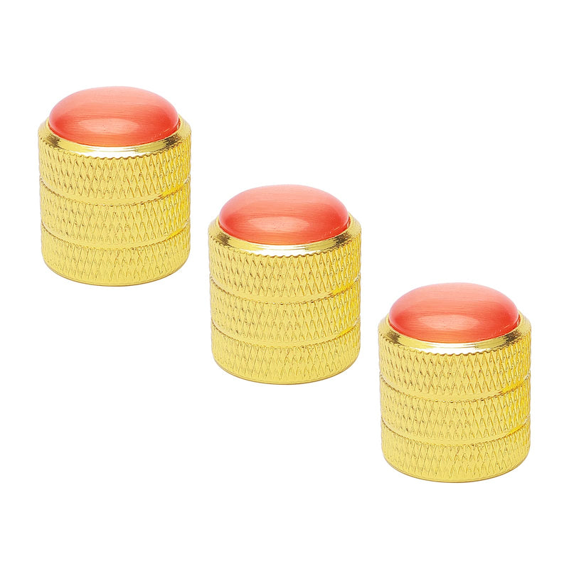 3PCS Gold Metal Guitar Speed Control Knobs Volume Tone Control Knobs with Red Dome for 6mm Shaft Pots