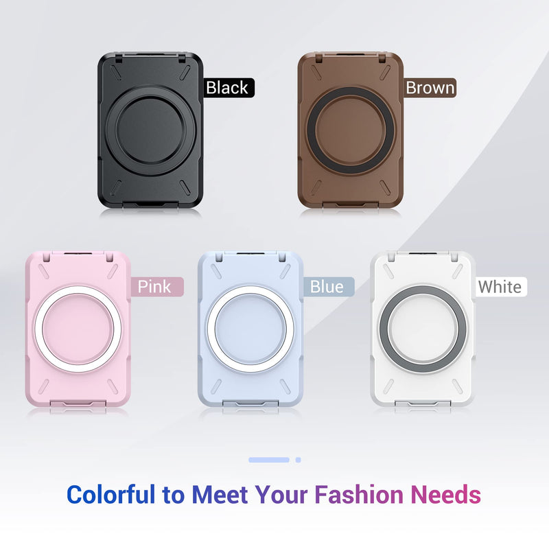 PROfezzion Magnetic Wallet Card Holder for MagSafe, RFID Blocking Hard Shell 4 Credit Card & Money Pocket Magnetic Wallet Stand for iPhone 15 14 13 12 Plus Max Not for iPhone 13/12 mini B-BLUE