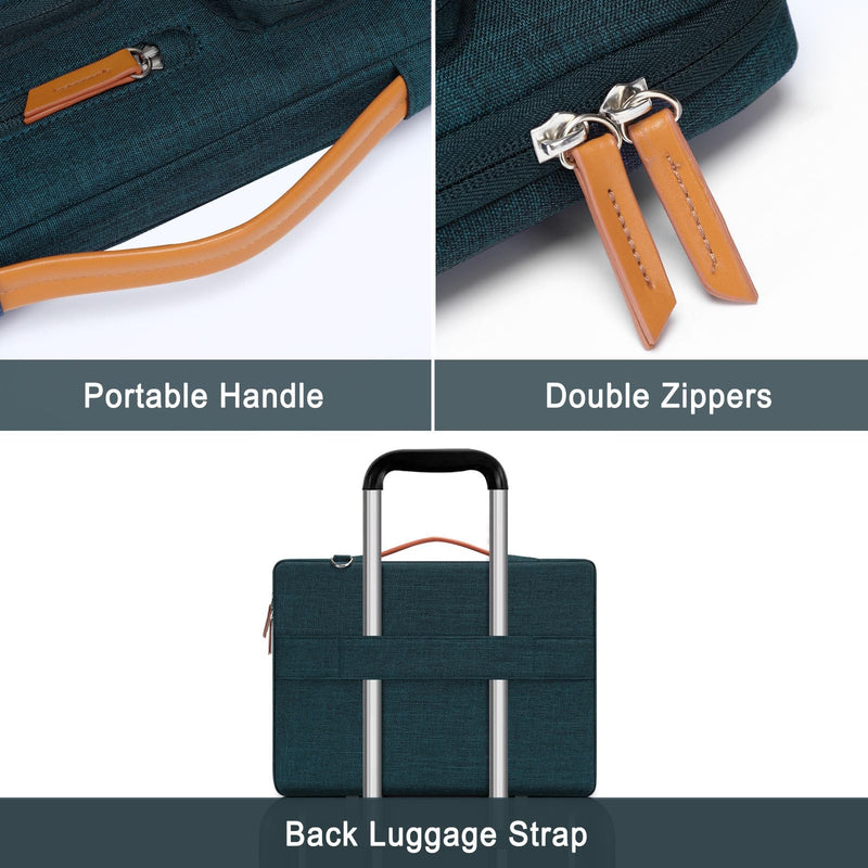 MOSISO 360 Protective Laptop Shoulder Bag,15-15.6 inch Computer Bag Compatible with MacBook Pro 16, HP, Dell, Lenovo, Asus Notebook,Side Open Messenger Bag with 4 Zipper Pockets&Handle, Teal Green 16 inch