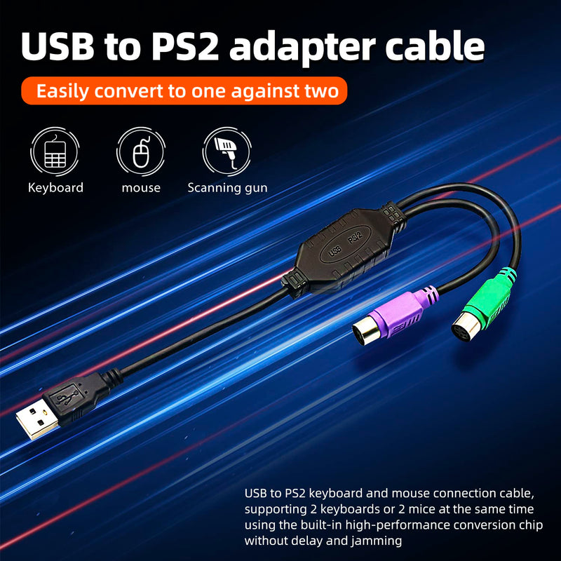 [AUSTRALIA] - 2Pack PS2 to USB Adapter Cable PS/2 Female to USB Male Converter Connector Adapter for PC Keyboard 