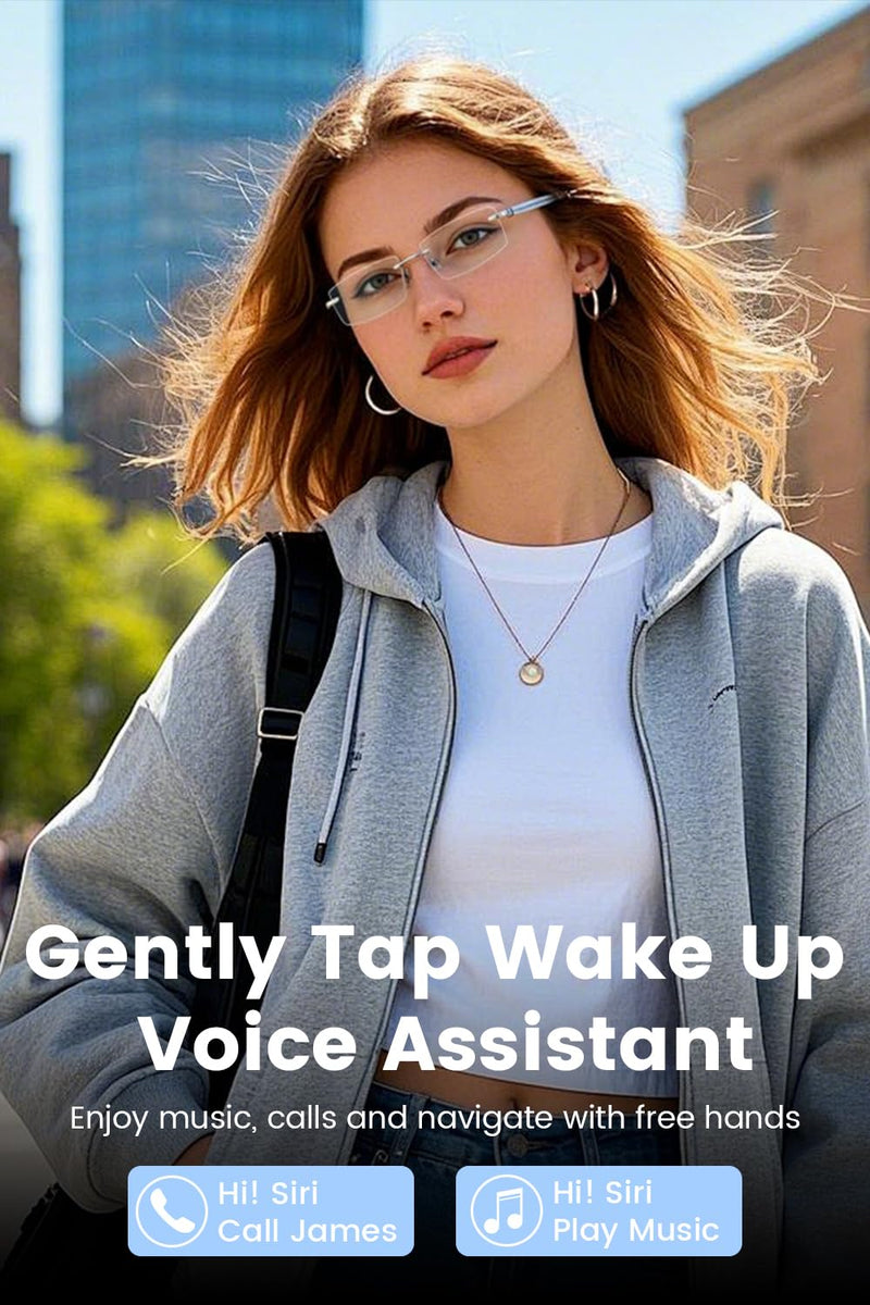 Lightweight Rimless Smart Glasses with Self-Tinting Lenses - Bluetooth Open-Ear Audio, No Camera for Privacy, All-Day Comfort