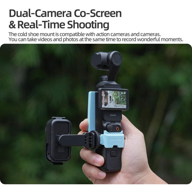 Foldable Cold Shoe Adapter Mount for DJI OSMO Nano, 360 Degree Rotatable 180 Degree Tiltable OSMO Nano Holder for Cage Frame/DSL Camera, Horizontal-to-Vertical Shooting