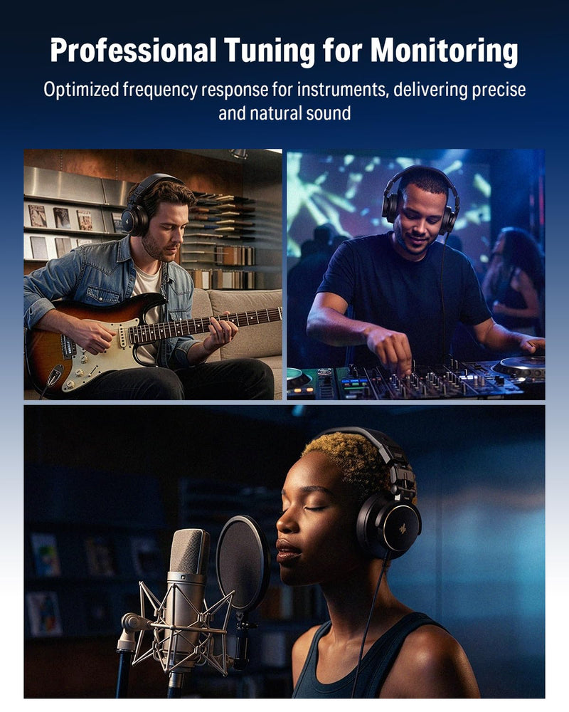 Donner MH1 Monitor Headphones for Electronic Drum Set, Drummer Headphones for Electric Drum Kit, Wired Audio Isolation Headphones for Recording