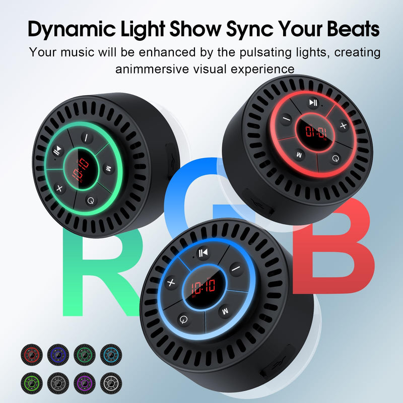 [AUSTRALIA] - Bluetooth Speaker, Shower Speaker IPX7 Waterproof, Speakers Bluetooth Wireless with Rich Bass, Portable Speaker with LED Light, Suction Cup,8H Playtime 