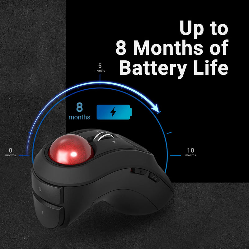 ELECOM 2.4GHz Wirelss Handheld Thumb Control Trackball Mouse, Ergonomic Design,10-Button Function with Smooth Tracking, Optical Gaming Sensor, Left Right Handed Mice, for Windows and Mac (M-RT1DRBK