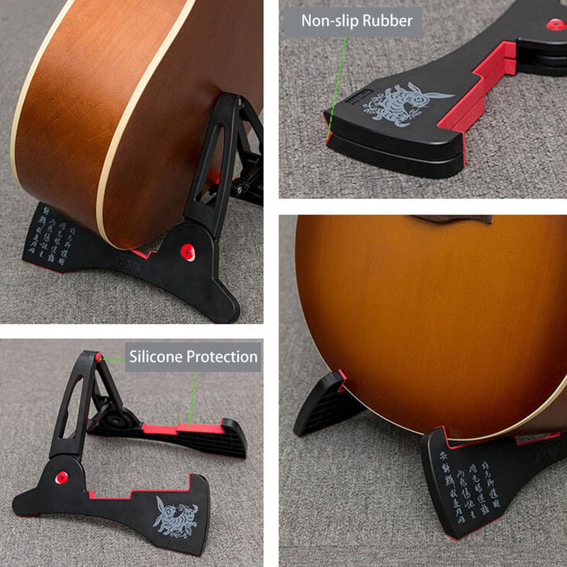 Guitar Stand Universal Folding A-Frame Non-Slip Tripod Strong Holder for Acoustic Electric Guitar Bass Ukulele Travel Portable Size