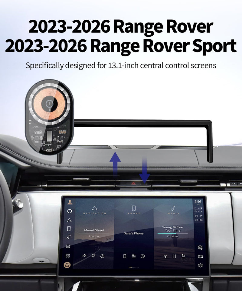 Wireless Charger Car Phone Mount for Land Rover Range Rover/Sport 2023-2026 | 13.1" Screen Magsafe Accessories Fast Charging Magnetic Cell Phone Holder Clip Compatible with iPhone Android, 3D Fit Bracket