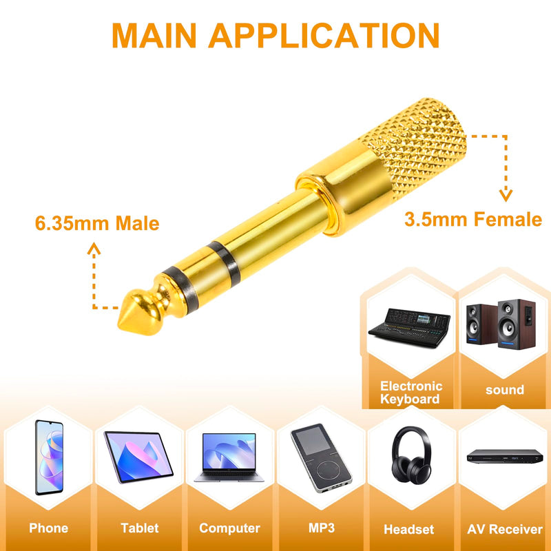 4 Pack Headphone Jack 3.5mm (1/8 inch) Male to 6.35mm(1/4 inch) Female Adapter and 6.35mm（1/4） to 3.5mm(1/8) Audio Adapter,Stereo Audio Jack Adapter for Player, Headphone,Guitar Amplifier