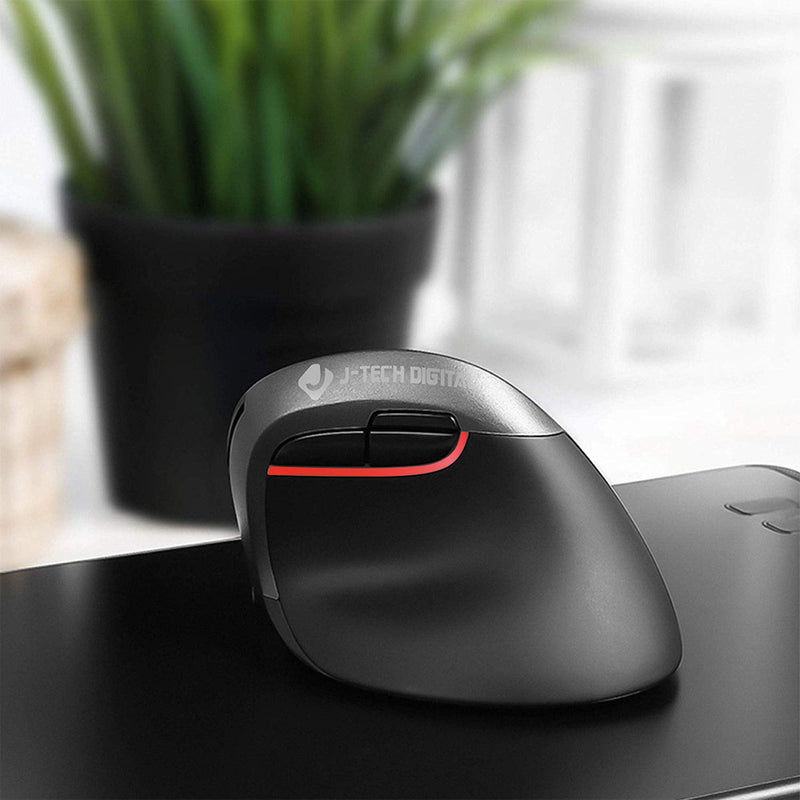 J-Tech Digital Wireless Ergonomic Vertical Mouse for Small Hands with USB Nano Transceiver, AA Battery, 3 DPI, Compatible with Mac and PC, Black [V628M-2.4G] Right-handed Black