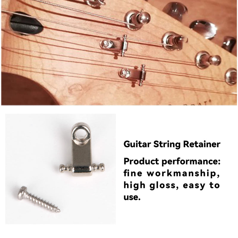 Lovermusic 20 Sets Silver Zinc Alloy Electric Guitar Roller String Tree & 20pcs Retainers Guides with Screws Electric Guitar Parts