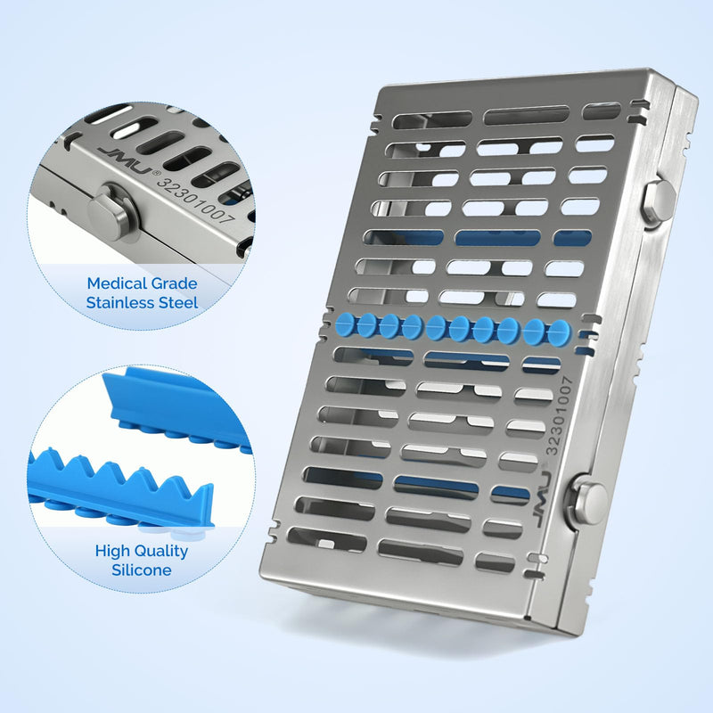 [AUSTRALIA] - JMU Dental Autoclave Sterilization Cassettes for 10 Instruments, Detachable Instrument Cassette Rack, Blue 1 
