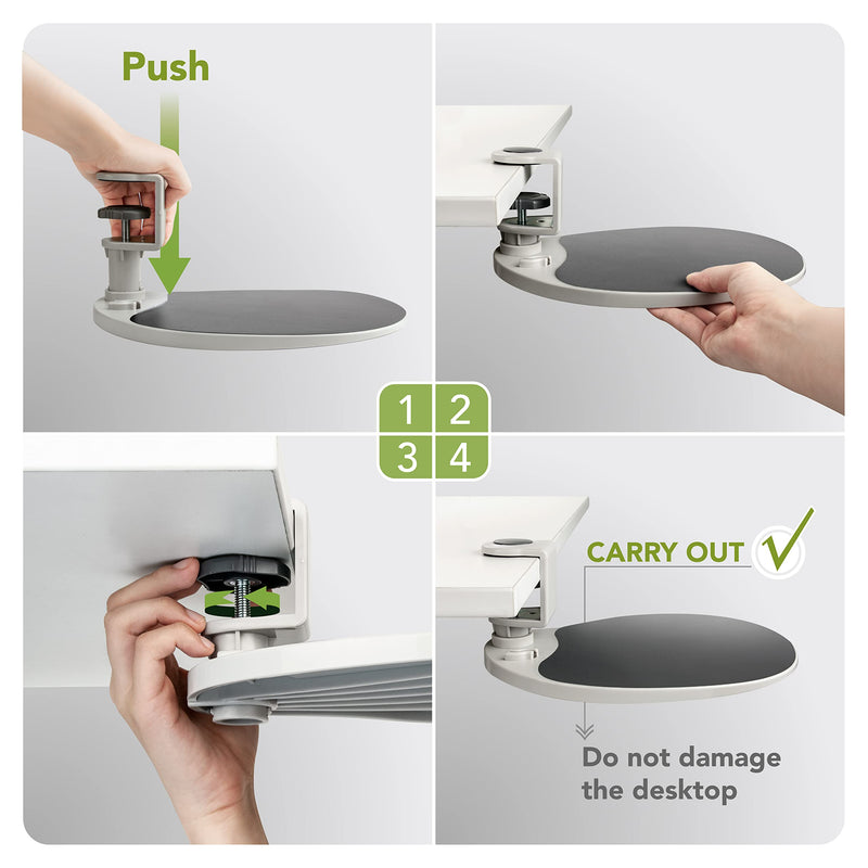 EHO Under-Desk Mouse Platform/Clip on Mouse Pad Rotating 360 Degree, Ergonomic Mouse Tray Attachment, Office Mouse Pad, Slide Out Mouse Tray (Black), Suitable for 1.5" (3.81 cm) Thickness Desk Black