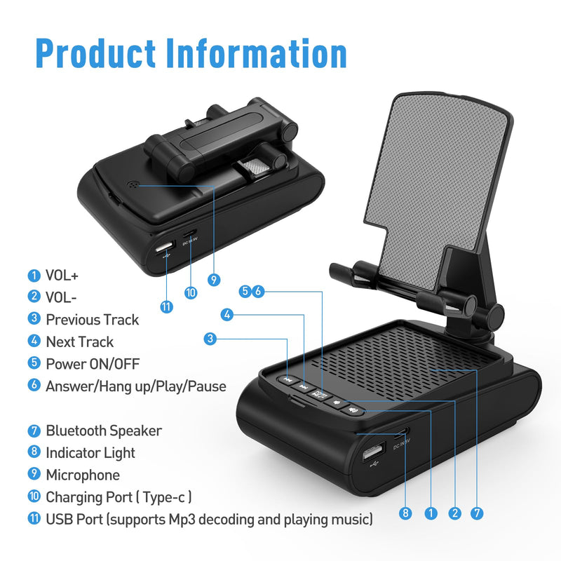 Birthday Gifts for Men, Cell Phone Stand with Wireless Bluetooth Speaker and Anti-Slip Base HD Surround Sound with iPhone/ipad/Samsung Galaxy, Valentines Day Gifts for Him, Cool Gadgets for Men