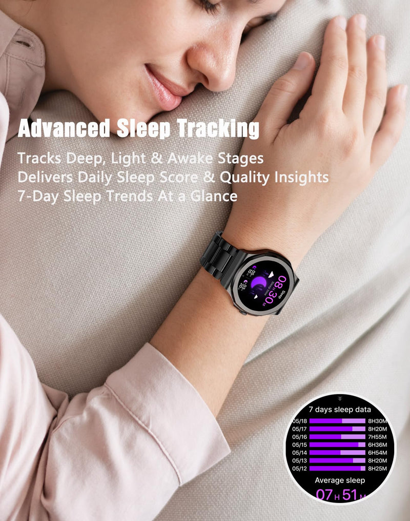 Smart Watch with Bluetooth Call, 1.27" HD Fitness Tracker with 100+ Sports Modes, Sleep Monitor, Custom Watch Faces, IP67 Waterproof Smartwatch for Android iOS(Black) Black