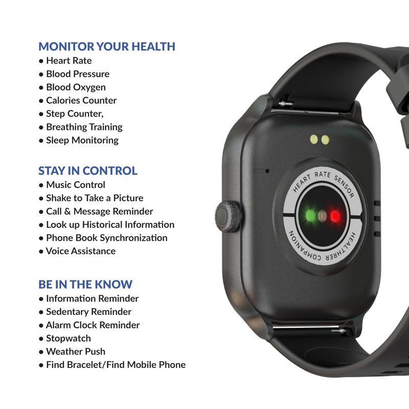 Supersonic SC-181SW 2-inch Touch Screen Smartwatch with Heart Rate Monitor, Blood Pressure, Oxygen Levels, Calories, Steps, Sleep Monitoring, Voice Assistance & IP67 Waterproof Fitness Tracker