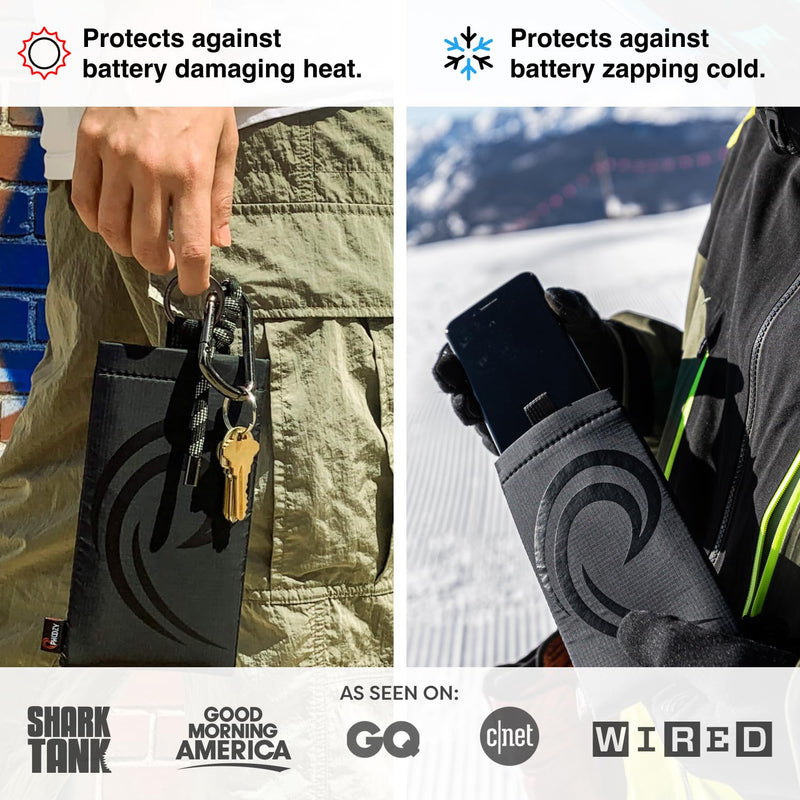 PHOOZY Apollo II Thermal Phone Case with NASA-Derived Technology - Extends Battery Life 4X in Hot or Cold Weather - Military Grade 8-Foot Drop Protection Insulated Pouch - Large Black Apollo II Blackout