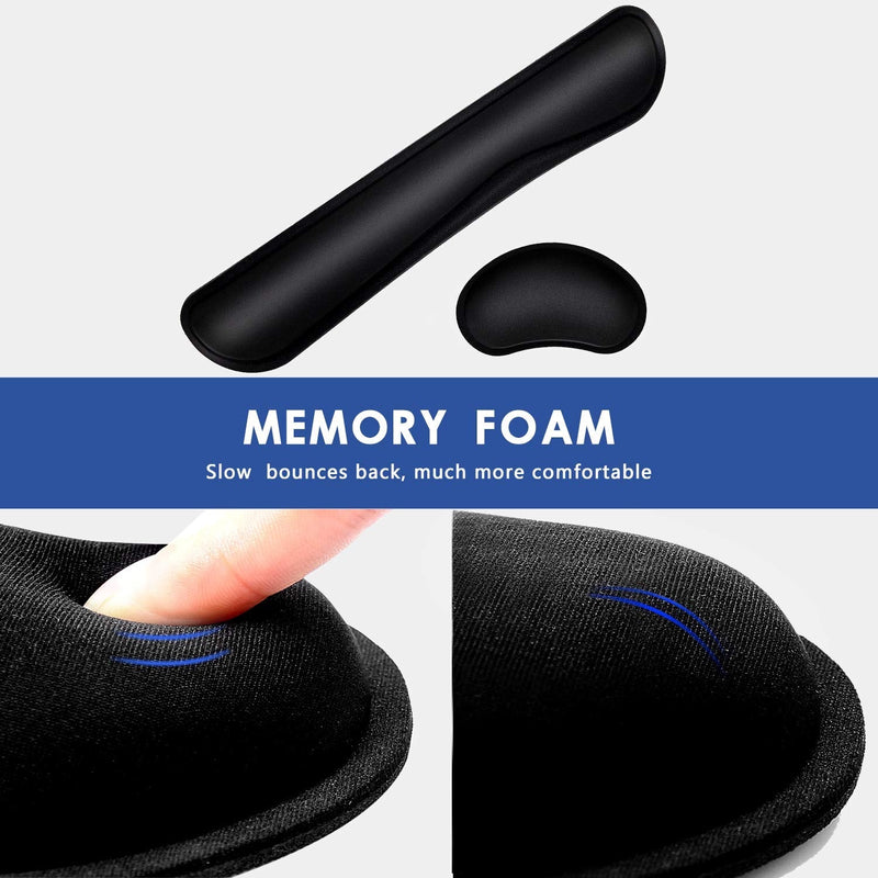 Mouse Wrist Rest Pad 17" Keyboard Wrist Rest Support Bar Memory Foam Set for Easy Typing Wrist Pain Relief Ergonomic Design Durable Lightweight Anti-Skid Wrist Cushion for Office/Gaming/PC/Laptop/Mac