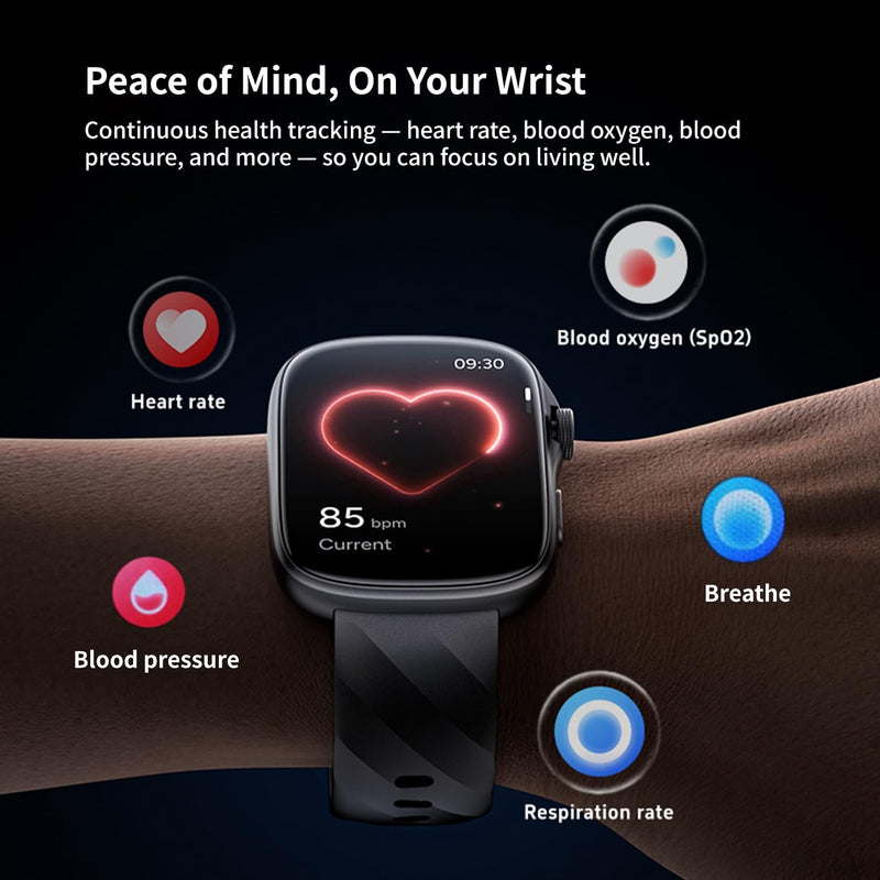 Smart Watch 45-Day Battery, Ultra HD 1.95" AMOLED – 3ATM Waterproof, Bluetooth Calling, 130+ Sports Modes, Heart Rate Blood Pressure Sleep Tracker for iPhone Android (Silver)
