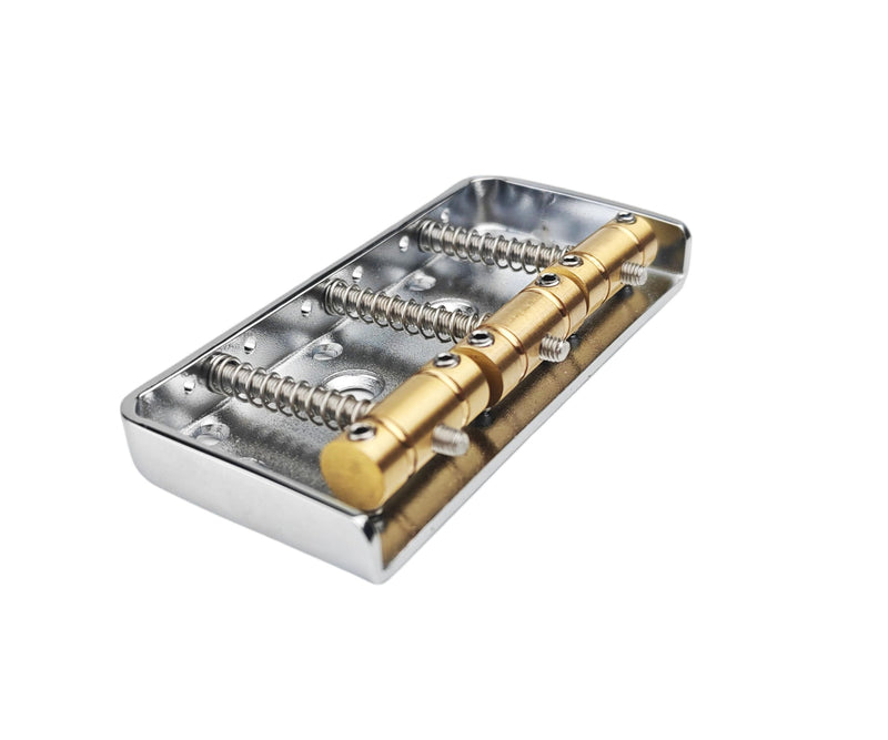 Guyker Fixed Short Bridge Assembly with Brass Compensated 3-Saddle and Steel Base Plate Compatible with Vintage TL Start ST Electric Guitar, GT02 GT02 chrome