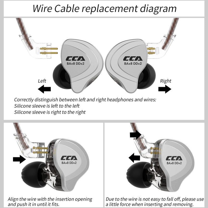 CCA C10 in Ear Monitor Headphone 10 Hybrid Drivers Wired Earbud 4BA 1DD HiFi IEM Earphones Stereo Noise Isolating Earphone with Detachable Cable for Musicians Singers Audiophiles (Black, Without Mic) Black