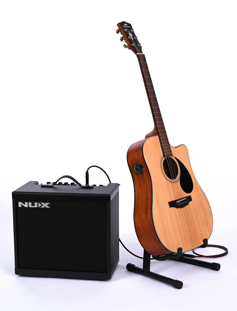 Acoustic Guitar Pickup New Concept Mini On-Board Bluetooth Guitar Preamp Recverb Chours Delay Effect Adjustable Piezo Pickup and Microphone Pickup Dula-Pickup System Wired Guitar Pickup Jet Black