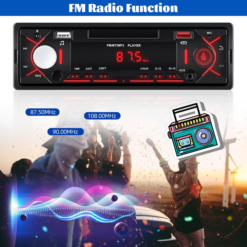 [AUSTRALIA] - Single Din Bluetooth Multimedia Car Stereo Radio,Car Audio MP3 Player Support Hands-Free Calls/USB/FM/TF/AUX-in,Car Radio Receivers with Digital LCD Display 