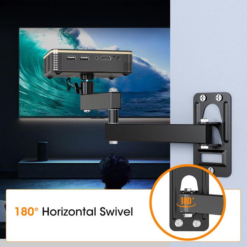 Universal Porjector Mount Foldable Projector Wall Mount 1/4" Screw, Adjustable Tilt&Swivel Hanging Projector Bracket Holder Wall Mount Hanger Rack Stand for Projector with Cable Ties