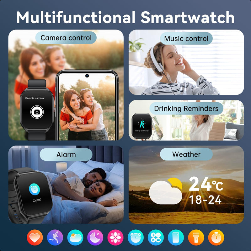 2026 AI Smart Watch for Men Women with ChatGPT, 1000mAh Fitness Tracker | 60-Day Standby Time, 1.96" HD SmartWatch with 200+ Sport Modes/Heart Rate/Sleep Monitor, IP68 Waterproof Pedometer Drill black