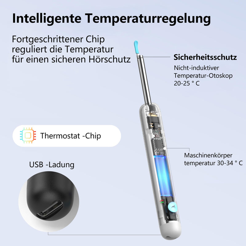 Ear Wax Remover Otoscope: 1080P WiFi Ear Cleaner Camera, IP67 Waterproof Ear Cleaner, 360° Wide Angle Ear Cleaning Camera, 3.5 mm Lens Ear Endoscope with 6 LEDs for iPhone, iPad and Android