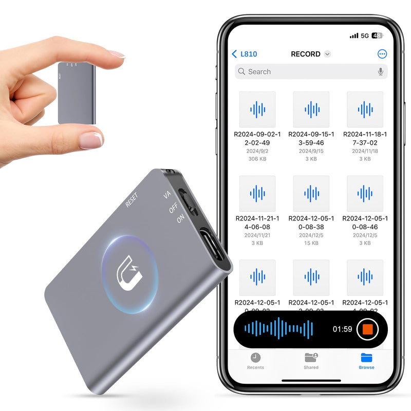 [AUSTRALIA] - 64GB Magnetic Digital Voice Recorder - 40 Hours Continuous Recording Device Voice Activated Recorder with AI-Intelligent Triple Noise Reduction - Audio Recorder Device for Lectures Meetings Interviews 64GB 