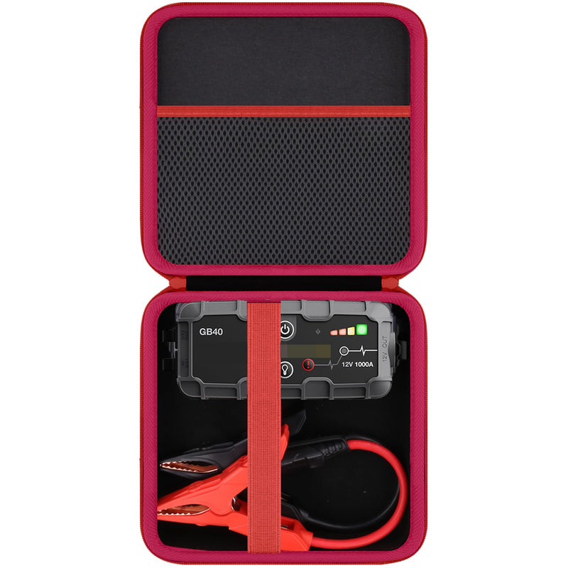 [AUSTRALIA] - Protection Storage Case Compatible with NOCO Boost GB40 / GB20 / X GBX45 UltraSafe Jump Starter Lithium Battery Booster Pack and Accessories（Black Case + Red Zipper）-Flaxune Case for Boost GB40 / GB20 / X GBX45 