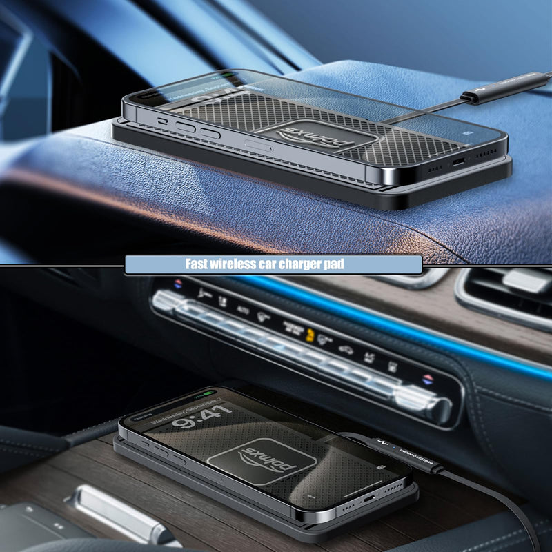 POLMXS Wirpad Wireless Charger Car Charging pad POLC 15W Fast Wireless Phone Charger Cell Phone Cordless Charging mat Compatible with iPhone 12/13/14/15 Series& Samsung Galaxy S21/S22/S23/24 (C1Y)