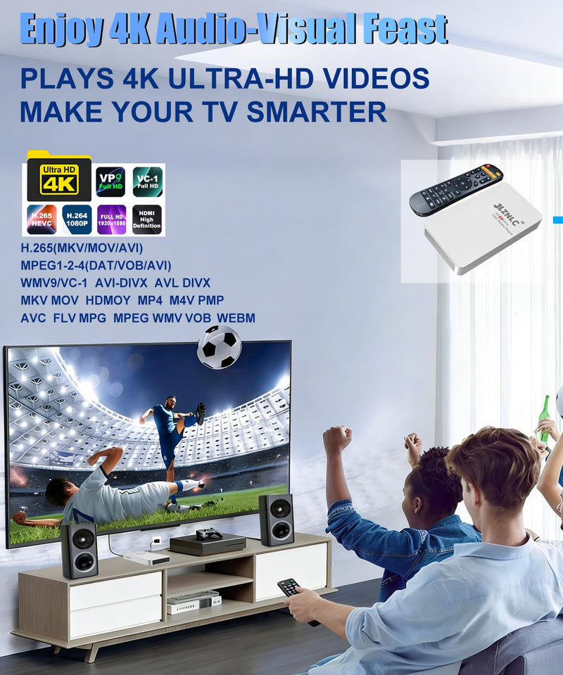 [AUSTRALIA] - 4K Ultra HD Media Player & HDD Enclosure 2-in-1,Digital Signage, Play H.265/HEVC H.264/AVC MP4 MKV Videos,MP3 Music,JPG Photos,Auto Playback and Resume,Supports HDDs,USB/MicroSD,4k HDMI,Analog AV. 
