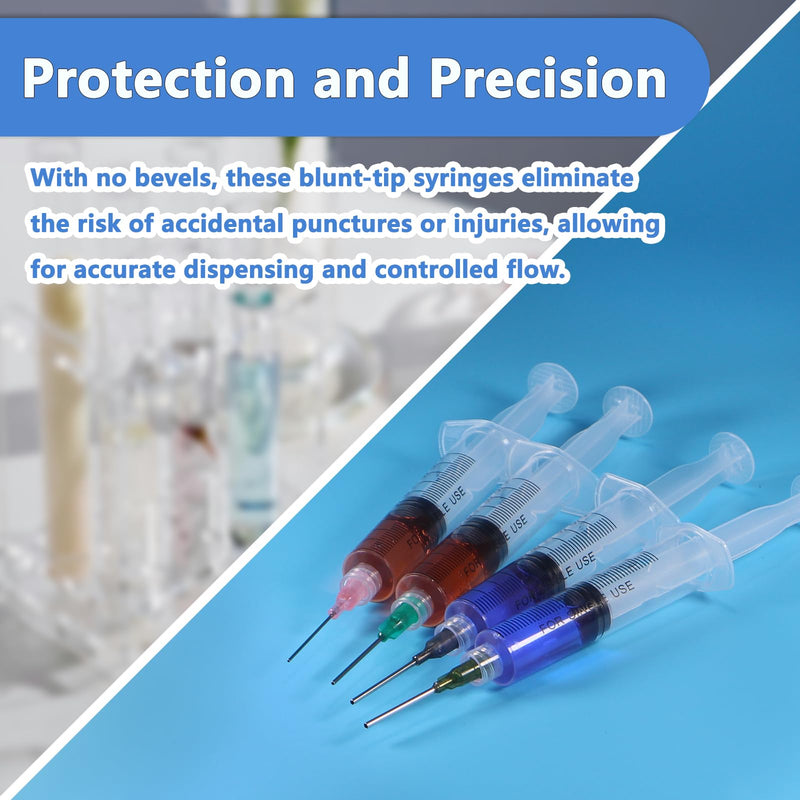 Pack of 12 Reusable Luer Lock Syringe, 10 ml Screw Cap Syringe, Threaded Syringe with 14-27G Dosing Needles and Caps Blunt Needle, Dosing Feeding Syringe for Pet Feeding Watering