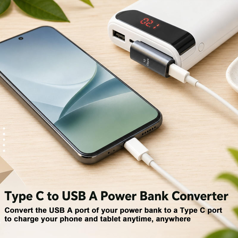 2 Pack 90 Degree USB C Female to USB Male Adapter, Type C to USB-A Charger Converter, for Phone Laptop Power Bank and More