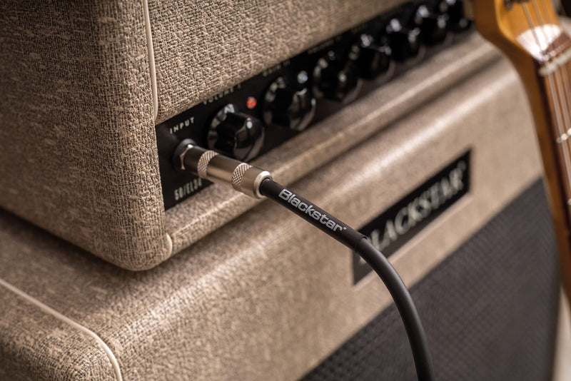 Blackstar 6m (20ft) Instrument Cable Straight ¼” Jack to Angle ¼” Jack for Bass/Electric Guitar/Electro-Acoustic/Keyboard/Amp (BSCABLESTD20FTSA) 20 FT Straight to Angled