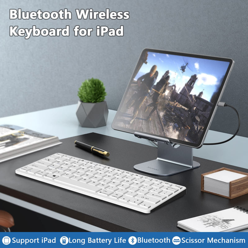 TaIYanG Bluetooth Keyboard for iPad Wireless Keyboard Compatible iPad 10th/iPad 10.2(9th/8th/7th Generation),iPad Air 5th/4th, iPad Pro 11/12.9, iPad 9.7, iPad Mini and All Bluetooth Devices (White) White