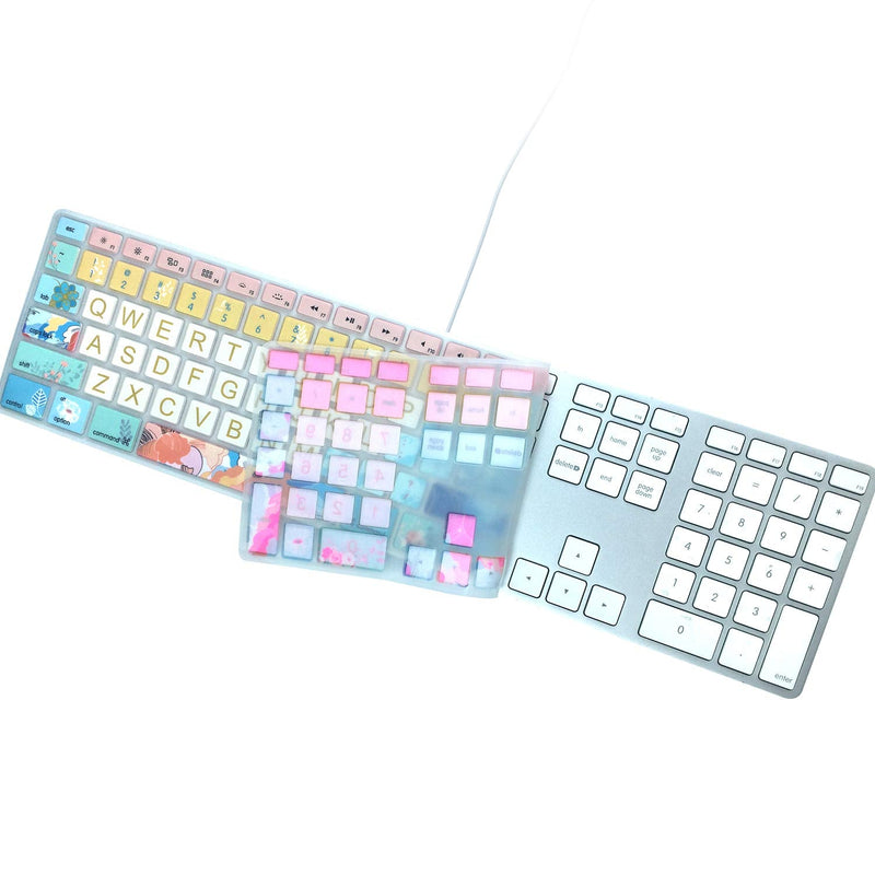 Silicone Keyboard Cover Skin for Apple iMac Keyboard with Numeric Keypad Wired USB MB110LL/B(Model: A1243), Cute Print, US Layout, Litter Flowers for Apple wired keyboard(Model: A1243)