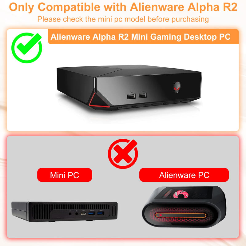 Mount for Alienware Alpha R2 Mini Gaming PC - Wall & Under Desk Mount - Compatible with 75 x 75 mm or 100 x 100 mm VESA Pattern - Black