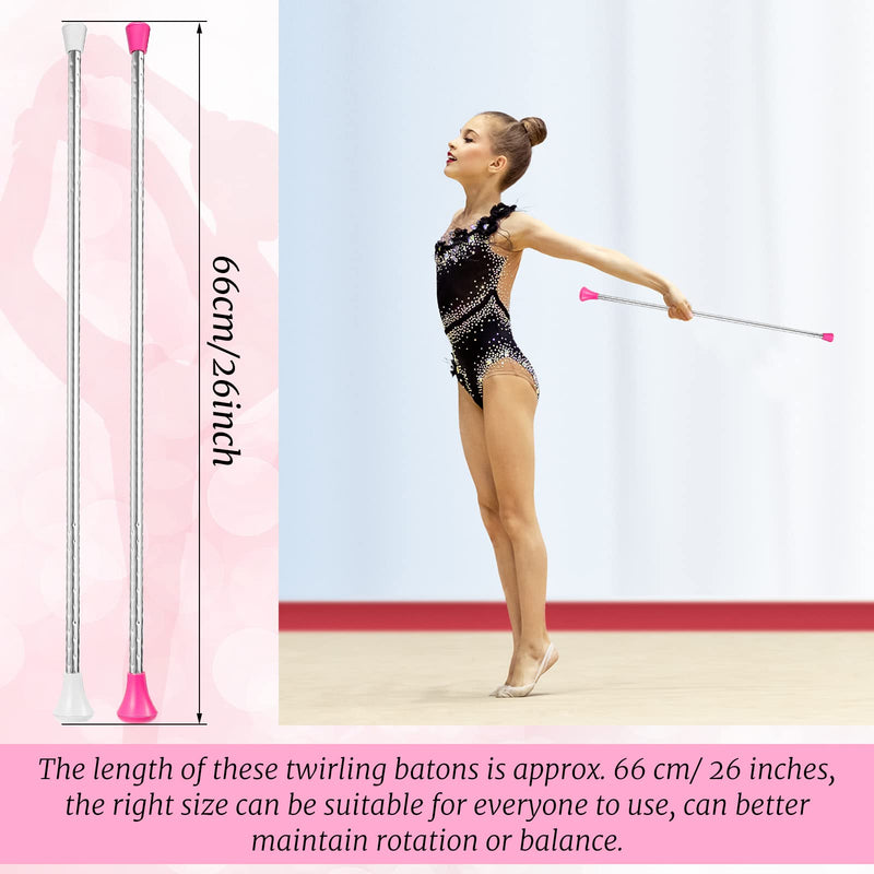 Twirling Baton Unisex Kids' Gymnastics Dance Baton Metal Baton Marching Band Baton Parade Baton Stick for Talent Shows, Artistic Dancing, Baton Twirling (White, Pink,26 Inch) White, Pink 26 Inch