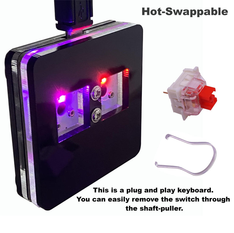 BTXETUEL Copy and Paste 2-Key Keyboard SAYO OSU Keypad Hotswap One Handed Mechanical Gaming Keyboard Cherry Switch RGB Backlit Mini USB Keypad for macros or Rhythm Games