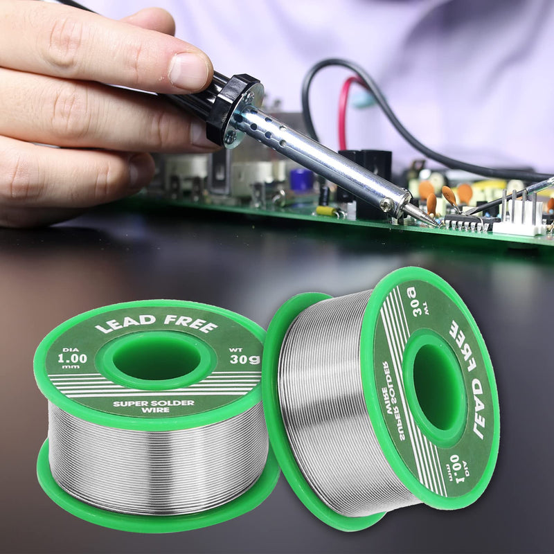 lumcov Solder Wire, Lead-Free Solder with Rosin Core, Electronic Soldering Wire on Roll, Coil Soldering Tin, Wire Soldering Solder, for Electric Soldering and DIY (1 mm, 30 g)