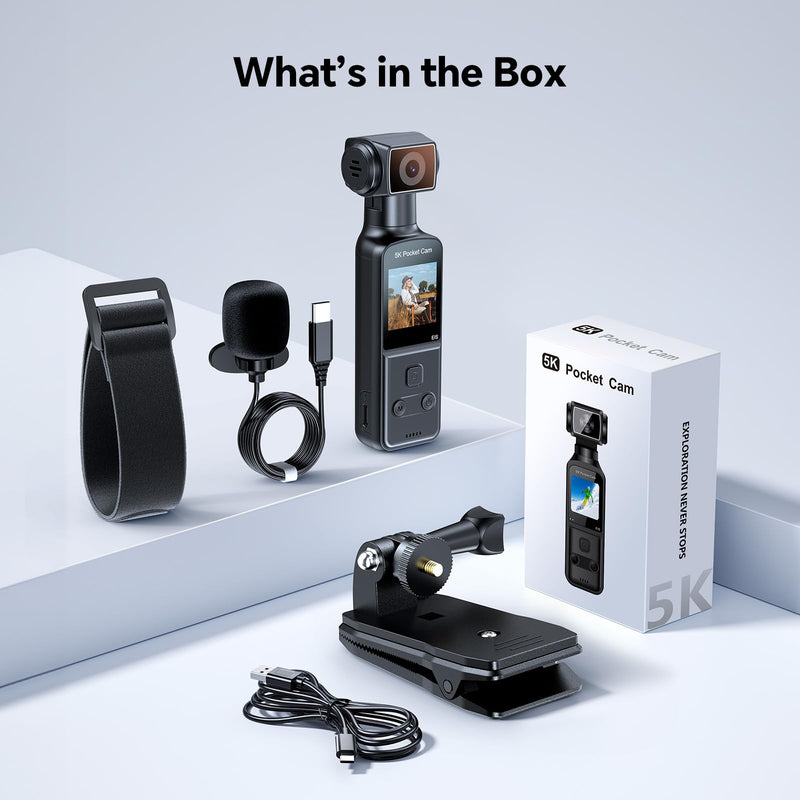 5K Body Camera with Audio, 270° Rotating Lens, External Mic, and EIS Stabilization – 4K/60FPS Z14 Vlogging Camera for Daily Recording and Personal Record (Black) Black