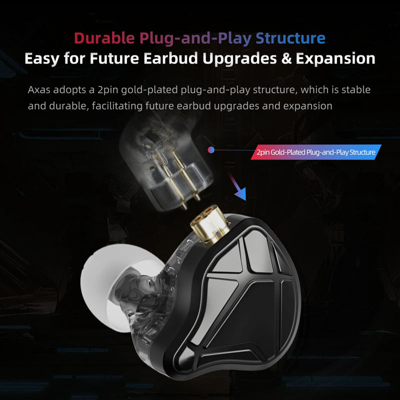 KZ Axas in Ear Monitor | Noise Isolating Gaming IEMs with Mic, Low-Distortion Audio, FPS Co-Tuned, Detachable Cable Ear Buds(White 3.5mm with MIC) White 3.5 mm with Mic